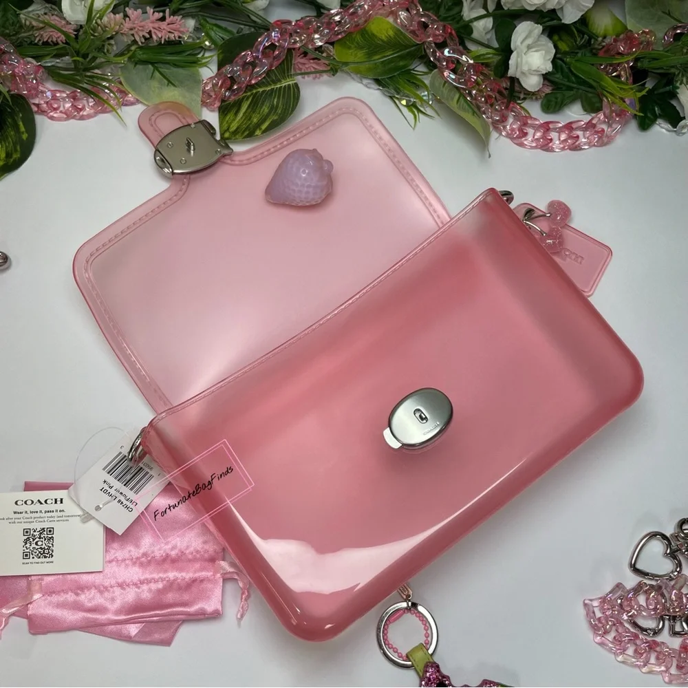 Flower Pink Coach Jelly Tabby Bag CH748 & Vintage Glitter Watermelon Charm SET - Picture 13 of 15